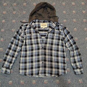 American Eagle Hooded Plaid Button Down